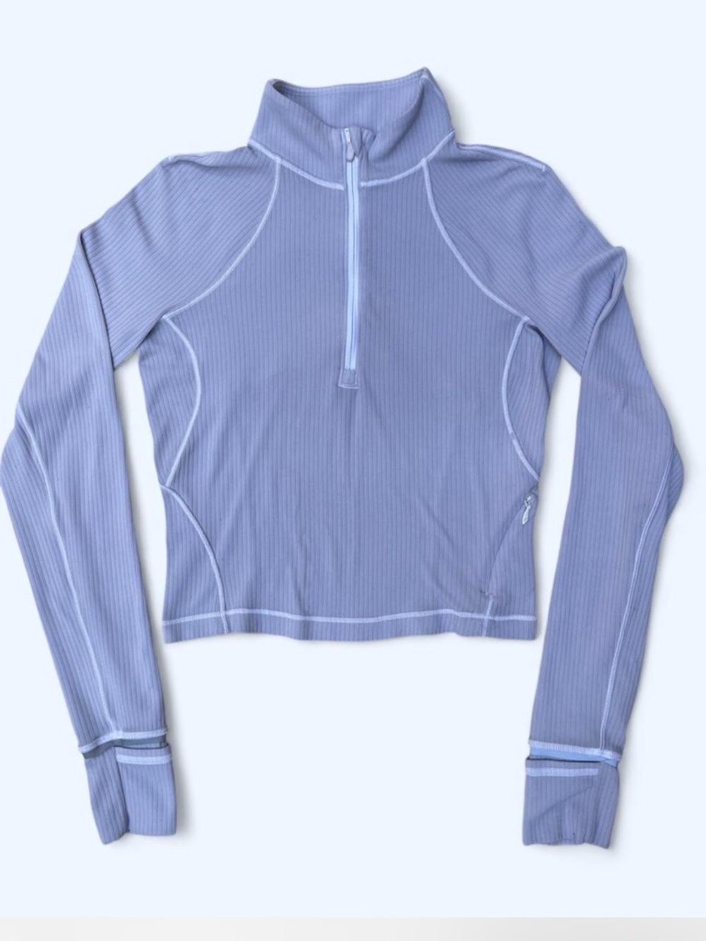 Lululemon It’s Rulu Cropped Half-Zip Long Sleeve Top gray yoga Pilates running 4